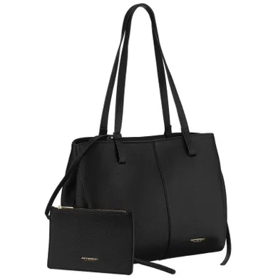 Torebka shopper z etui, czarna, skóra ekologiczna, Peterson