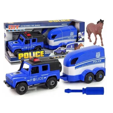 Toys, pojazd policyjny z przyczepą i koniem