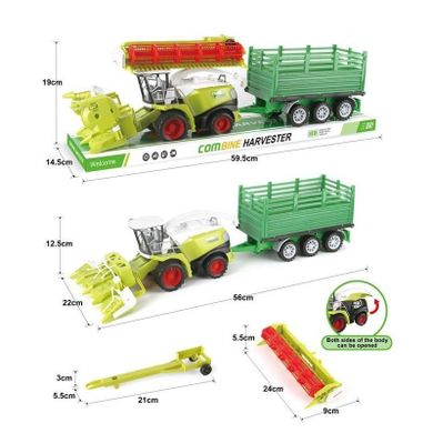 Toys, zestaw kombajn, pojazd rolniczy z przyczepą do siana