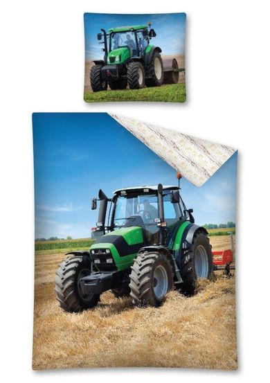 Traktor, 2-częściowy komplet pościeli, róż, 160-200 cm