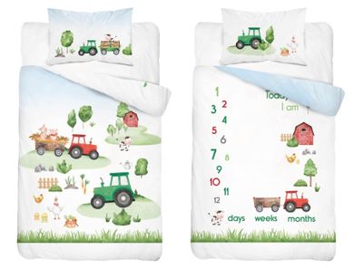 Traktory, 2-częściowy komplet pościeli bawełnianej, dwustronnej, 100-135 cm