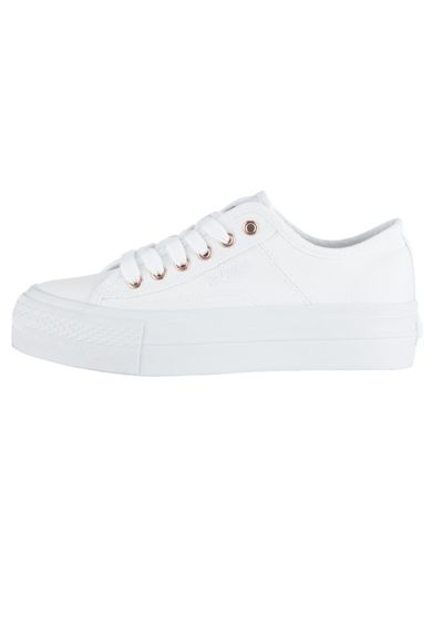Trampki damskie, białe, wysoka podeszwa, Lee Cooper