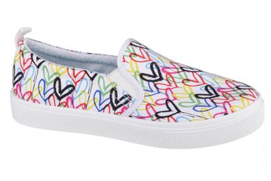Trampki slip on damskie, białe, Skechers Poppy Drippin Love