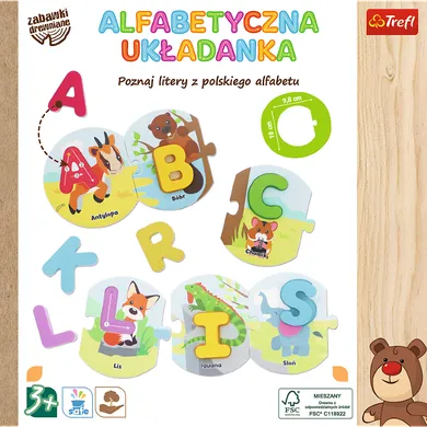 Trefl, alfabetyczna układanka, puzzle z dziurką, literki