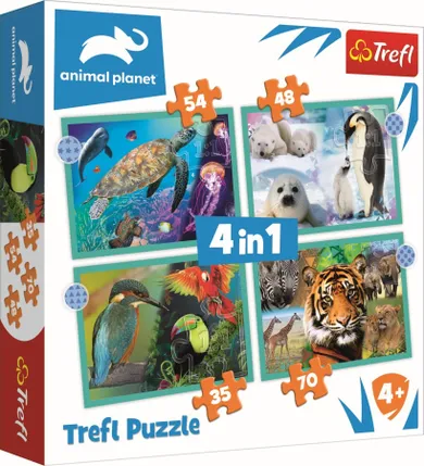 Trefl, Animal Planet, Tajemniczy świat zwierząt, puzzle 4w1