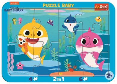 Trefl, Baby Shark, Baby, Wesołe Rekiny, puzzle ramkowe, 2 szt.