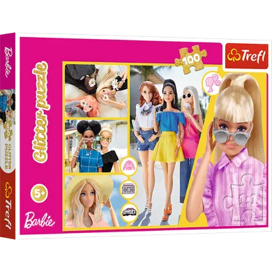 Trefl, Barbie, puzzle brokatowe, 100 elementów