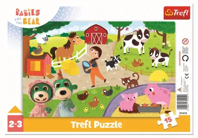 Trefl, Bobaski i Miś, Urocze Bobaski, puzzle ramkowe, 15 elementów