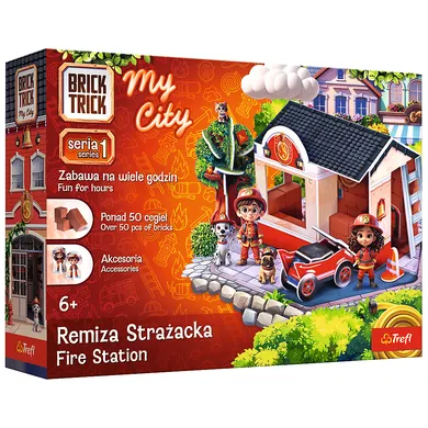 Trefl, Buduj z cegły, My City, Remiza strażacka, zestaw kreatywny, 50 elementów