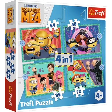 Trefl, Despicable Me 4, Zwariowane Minionki, puzzle 4w1, 207 elementów