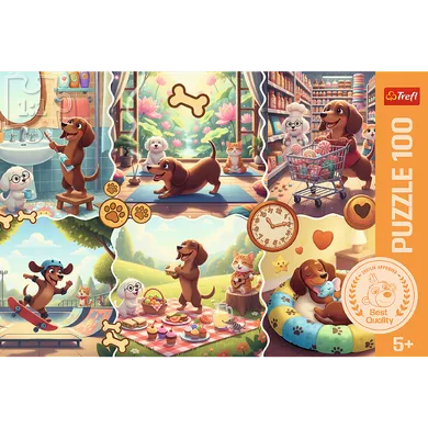 Trefl, Długi dzień jamnika, puzzle, 100 elemenów