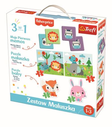Trefl, Fisher-Price, Zestaw maluszka 3w1, puzzle i memory