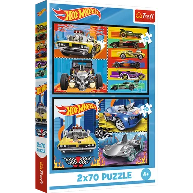 Trefl, Hot Wheels, Samochodziki, puzzle, 2-70 elementów