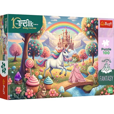 Trefl, Inspired By Fantasy, Rodzina Treflików, Jednorożec w słodyczolandii, puzzle, 100 elementów