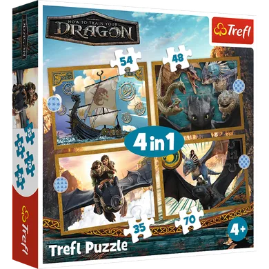 Trefl, Jak wytresować smoka, Smocze dni, puzzle 4w1