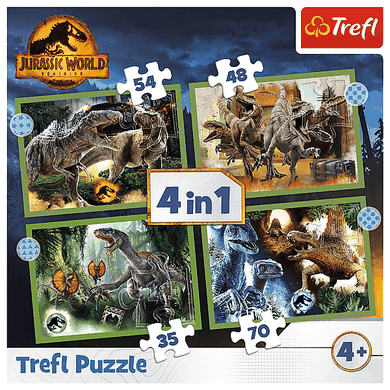 Trefl, Jurassic Park, Groźne dinozaury, 4w1, puzzle