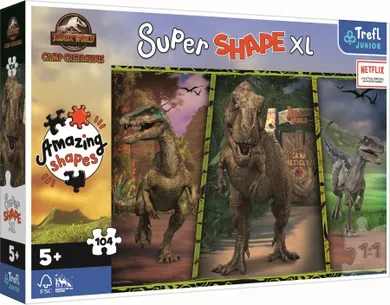 Trefl, Jurassic World, Kolorowe dinozaury, Camp Cretaceou, puzzle, 104 elementy