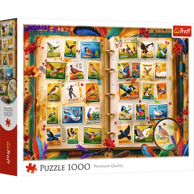 Trefl, Kolekcja znaczków atlas ptaków, puzzle, 1000 elementów