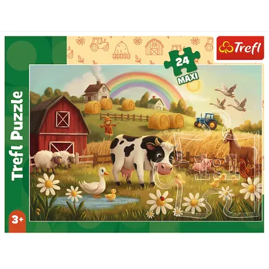 Trefl, Krowa na farmie, puzzle, 24 maxi elementy