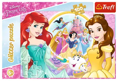 Trefl, Księżniczki Disneya, Glitter, Wspomnienia Belli i Arielki, puzzle, 100 elementów