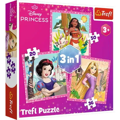 Trefl, Księżniczki Disneya, Piękne kwiaty, puzzle 3w1, 106 elementów