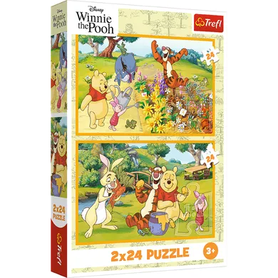 Trefl, Kubuś Puchatek, Dzień w ogrodzie, puzzle, 2-24 elementów