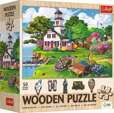 Trefl, Letnia przystań, puzzle drewniane, 500+1 elementów