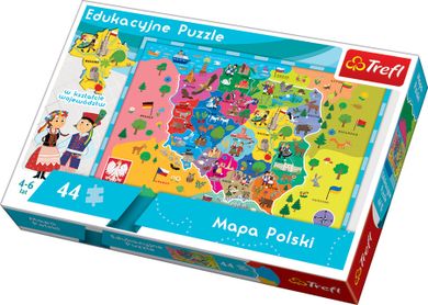 Trefl, Mapa Polski, puzzle, 44 elementy