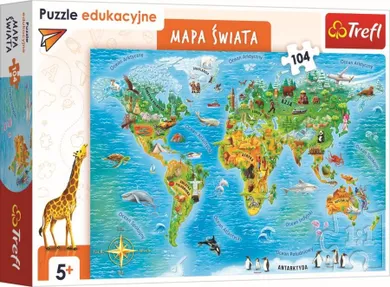 Trefl, Mapa świata dla dzieci, puzzle edukacyjne, 104 elementy