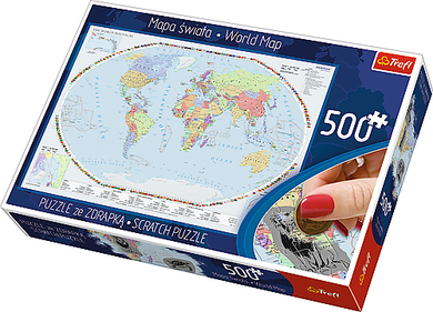 Trefl, Mapa Zdrapka, Świat, puzzle, 500 elementów