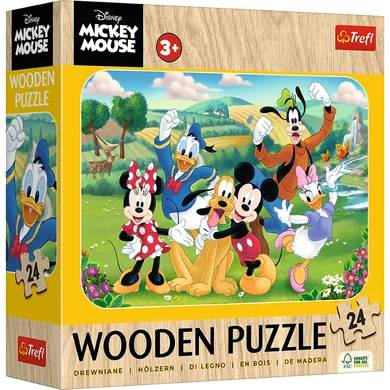 Trefl, Myszka Miki, Mickey z przyjaciółmi, puzzle drewniane, 24 elementy