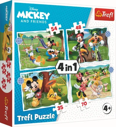 Trefl, Myszka Miki, Myszka Miki, Fajny dzień Mickiego, puzzle 4w1
