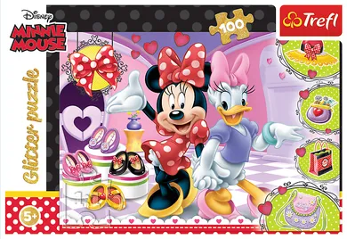 Trefl, Myszka Minnie, Glitter, Minnie i błyskotki, puzzle, 100 elementów