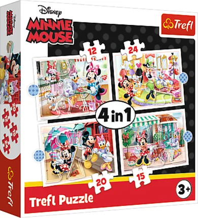 Trefl, Myszka Minnie, Minnie z przyjaciółmi, 4w1, puzzle, 12, 15, 20, 24 elementy