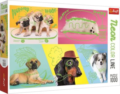 Trefl, Neon Color Line, Odlotowe psy, puzzle, 1000 elementów