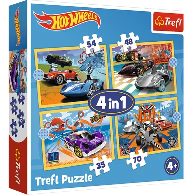 Trefl, Pojazdy Hot Wheels, puzzle 4w1