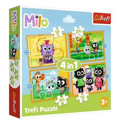 Trefl, Poznaj Milo i jego przyjaciół, puzzle 4w1, 61 elementów