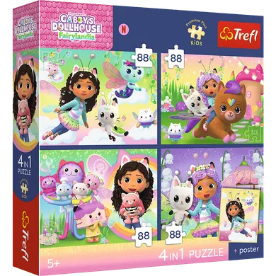 Trefl, Premium Plus Kids, Koci Domek Gabi, Kocie harce, puzzle, 4-88 elementów
