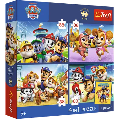 Trefl, Premium Plus Kids, Psi Patrol, Psia straż, puzzle, 4-88 elementów