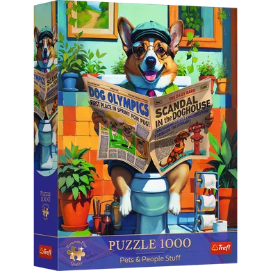 Trefl, Premium Plus, Pets & People Stuff, Corgi w Toalecie, puzzle, 1000 elementów