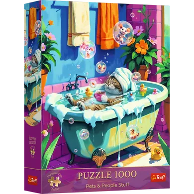 Trefl, Premium Plus, Pets & People Stuff, Miau, Relaks, Powtórz, puzzle, 1000 elementów