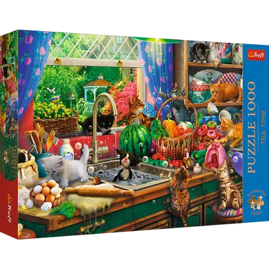 Trefl, Premium Plus, Tea Time, Kociaki rozrabiaki, puzzle, 1000 elementów