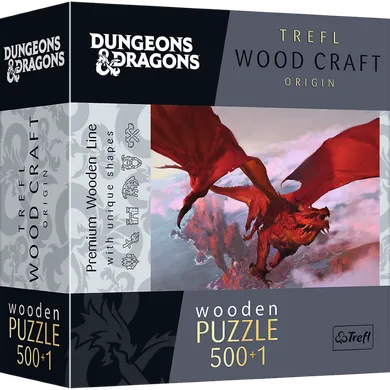 Trefl Prime, Wood Craft, Dungeons & Dragons, Starożytny czerwony smok, puzzle, 500+1 elementów