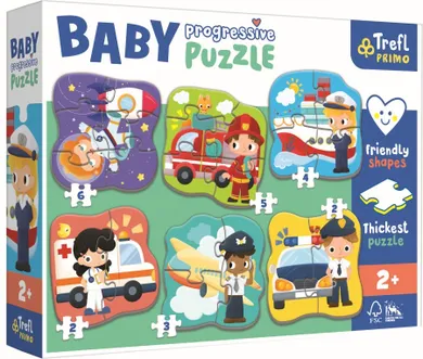 Trefl, Primo, Baby Progressive, Zawody i pojazdy, puzzle, 2, 3, 4, 5 i 6 elementów