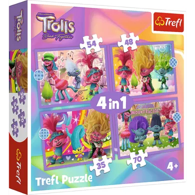 Trefl, Przygody kolorowych Trolli, puzzle 4w1