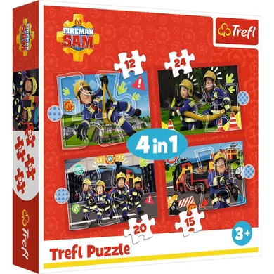 Trefl, Przygody Strażaka Sama, puzzle 4w1