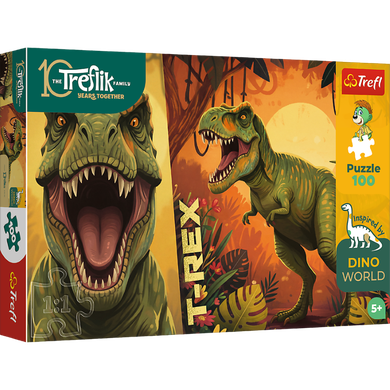 Trefl, Rodzina Treflików, Inspired By Dino World, T,Rex, puzzle, 100 elementów