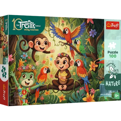 Trefl, Rodzina Treflików, Inspired By Nature, Małpki i przyjaciele, puzzle, 100 elementów
