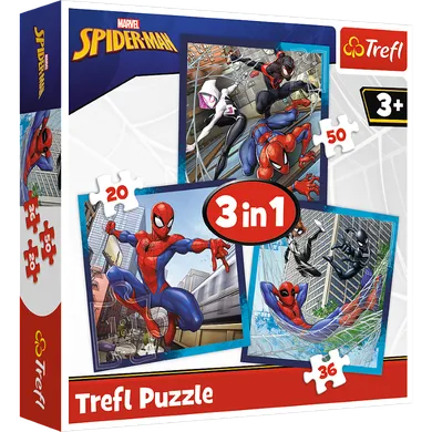 Trefl, Spider-Man, Pajęczy przyjaciel, puzzle 3w1, 106 elementów