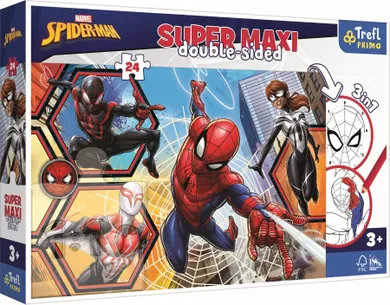 Trefl, Spider-Man, Spiderman wyrusza do akcji, puzzle maxi, 24 elementy